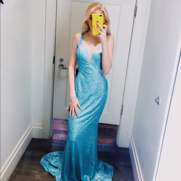 cinderella divine Dresses & Skirts - Light blue sparkle/sequence beautiful prom dress